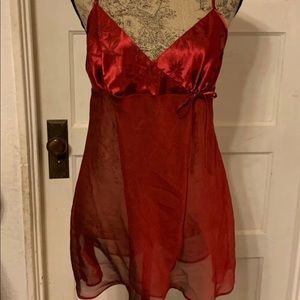 RED HOT SLIP ON LINGERIE DRESS